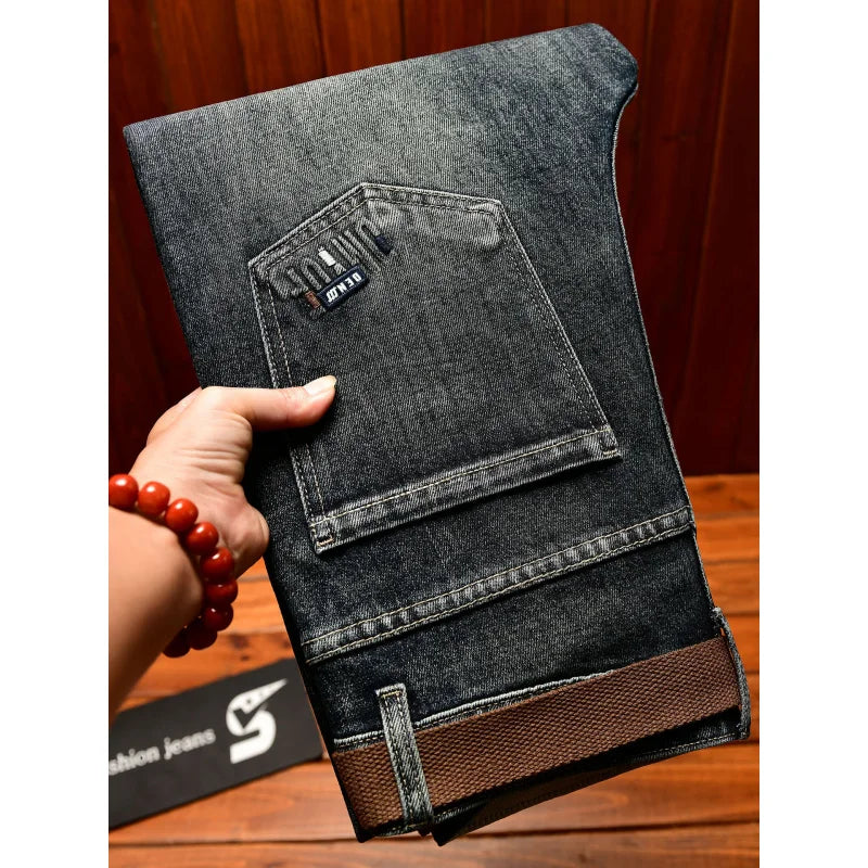 Trendy brand jeans for men in autumn 2025, thick denim, elastic fabric, fashionable street slim fit small leg pants - You Offer