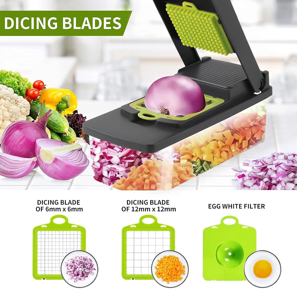 14 in 1 Multifunctional Vegetable Onion Manual Chopper Food Kitchen Potato Cut Shredder Slicer Kitchen Gadget - You Offer