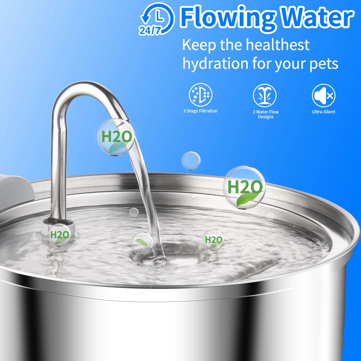 Stainless Steel Cat Water Fountain Automatic Cat Drinker Drinking Fountain For Cats Dogs Pet Water Dispenser Accessories