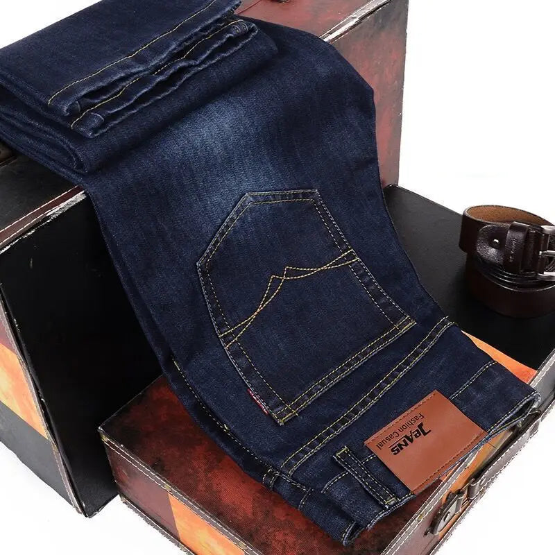 2025 Spring/Summer New Men's Jeans Micro Elastic Loose Straight Tube Business Casual Men's Pants Boutique Denim Series - You Offer