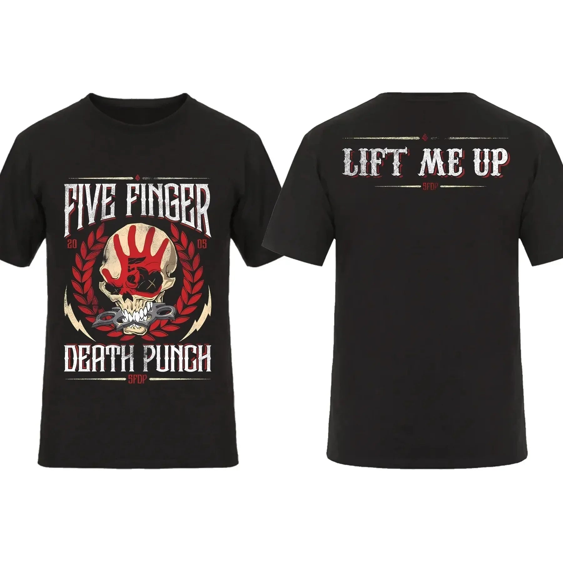 2026 Fashion Men T Shirt Double-sided Biker Skully Black By Five Finger Death Punch T-shirt Graphic Youth Cloth Streetwear S-4XL