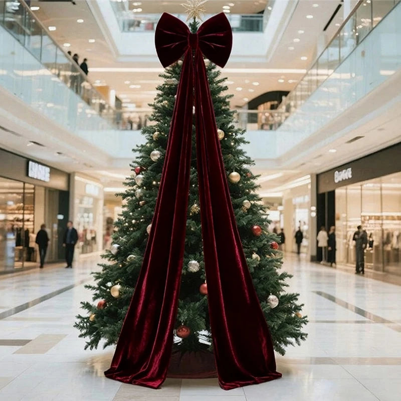 1Pc Large Christmas Bow Pendant Christmas Tree Decoration Wine Red Non Fallen Bow Tree Pendant