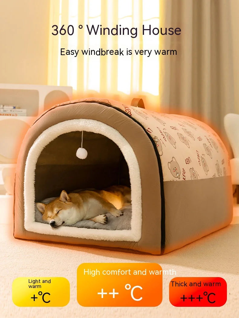 Big Dog Nest Winter Warm Dog House Removable and Washable Dog Bed Seasonal Large Dog House Type Pet Sleeping Supplies, Cat Nest