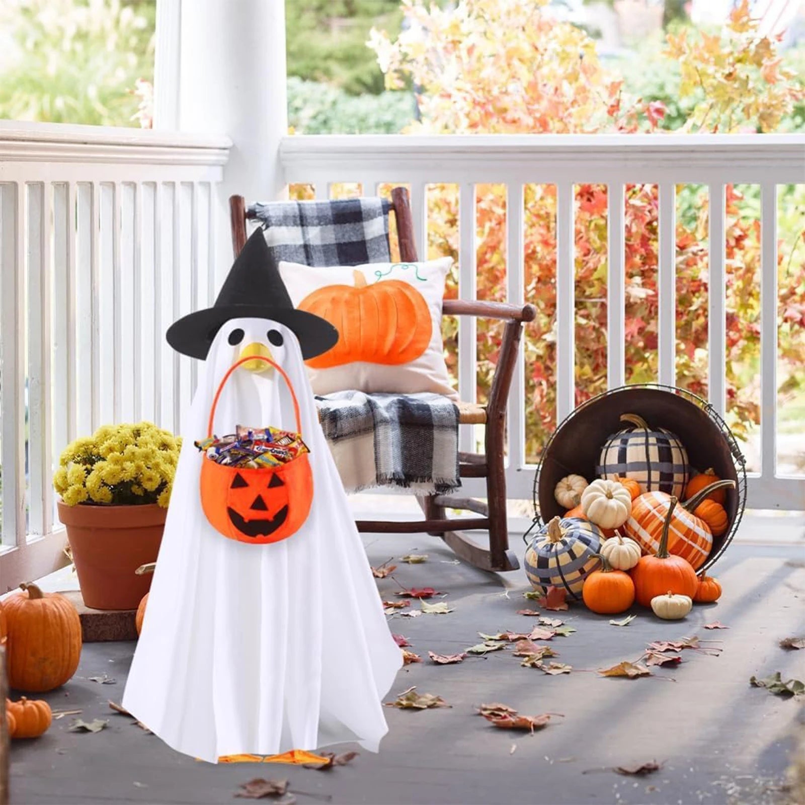 Halloween Ghost Porch Goose Outfit Vibrant 23 Inch Lawn Porch Outfit Halloween Goose Shirt Decor for Halloween Garden Party