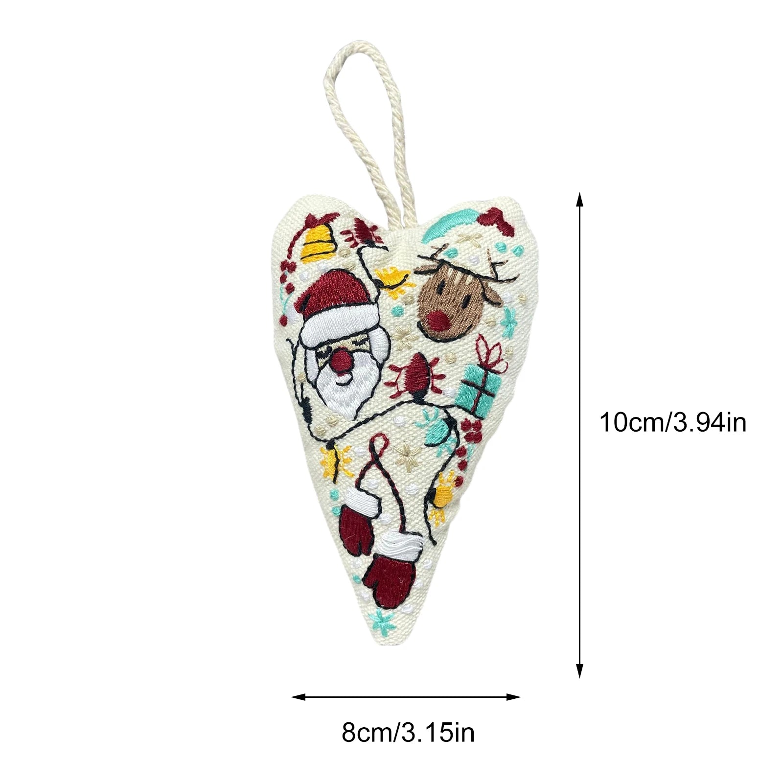 New Embroidery Christmas Ornament Kits Xmas Tree DIY Heart Embroidery Christmas Decoration Heart Cross Stitch Kit with Needles