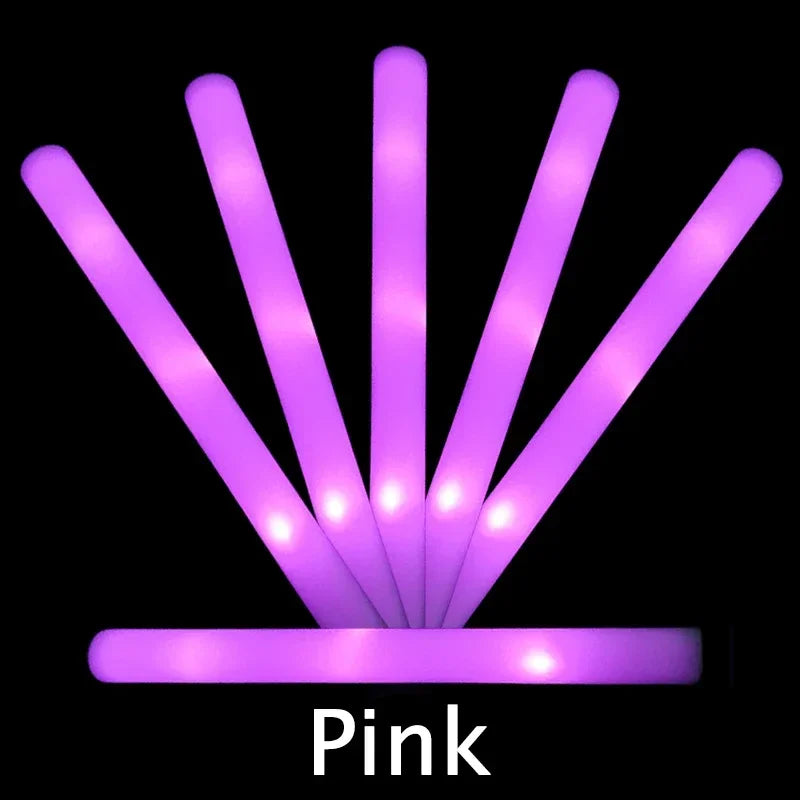 1-50PCS LED Glow Sticks Bulk Colorful RGB Glow Foam Stick light Stick Cheer Tube Dark Light for Concerts Birthday Wedding Party