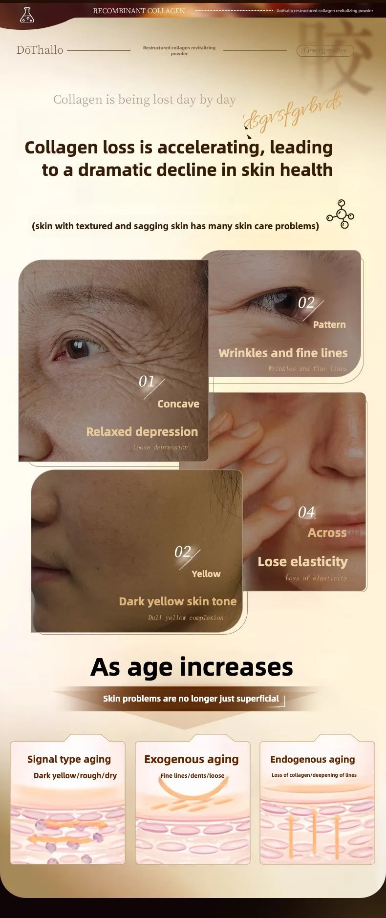 Recombinant Collagen Anti-wrinkle Essence Repair Firm Smooth Hyaluronic Acid Anti Wrinkle Aging Whitening Dark Spot Skin Care