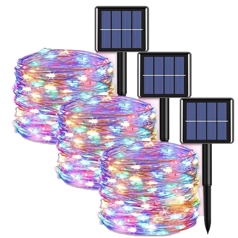 Led Solar Fairy String Lights 8 Modes Christmas Led Light Outdoor Garden Patio Wire Garland Light Christmas Lights
