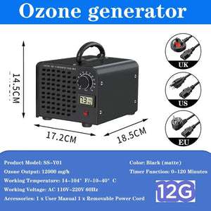 12g Ozone Machine Ozone Generator Air Purifier Remove FormaldehydeOdor Deodorize Home Kitchen Office Car Ozon Cleaner Ozonizador
