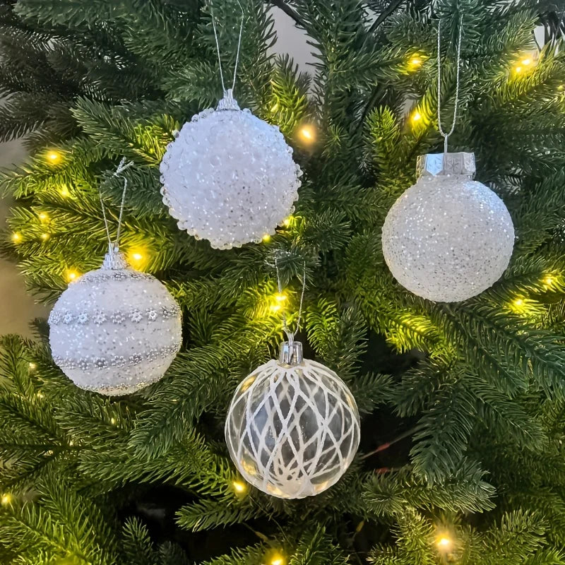 16pcs/set New Style Christmas Ball Set Glitter Deco Ball with Round Shapes for Christmas Tree Hanging Ornaments Plastic Material