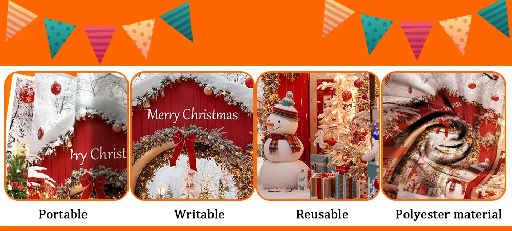 Dewprint Christmas Backdrop Background Banner Fireplace Theme Winter Xmas Tree Indoor Decor Family Holiday Party Portrait Photo