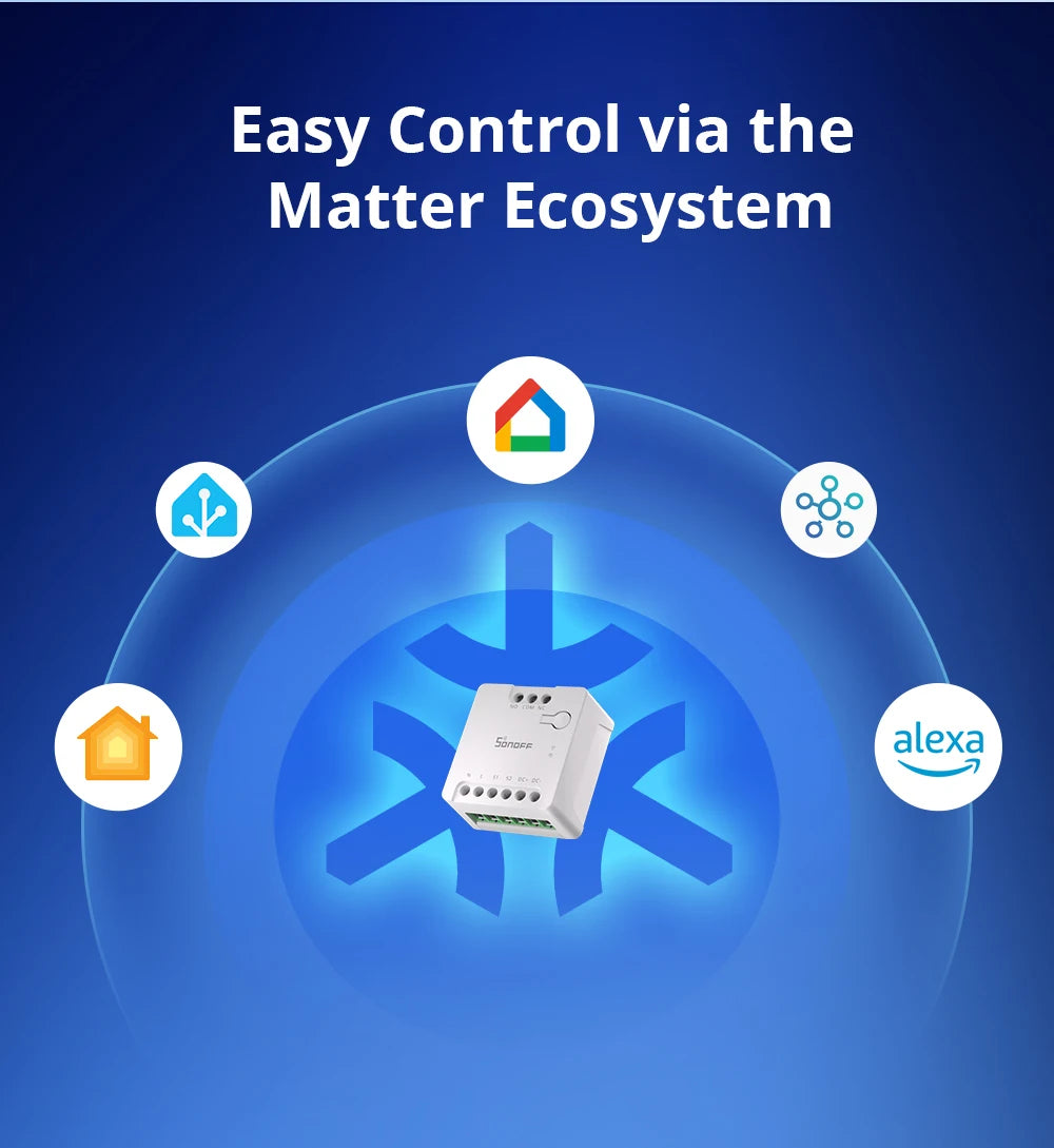 SONOFF MINI-D WiFi Smart Switch Matter Dry Contact Device Supports AC/DC Power Works with eWeLink Apple Home Alexa Google Home