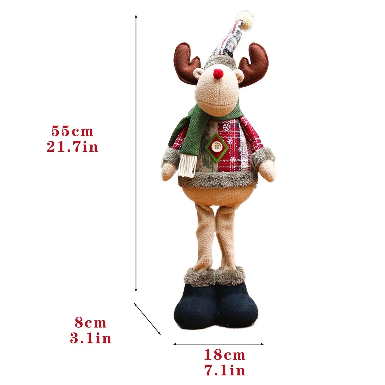Adjustable Santa Claus Snowman Elk Doll Plush 40～60cm Xmas Gift Christmas Tree Decorations Home Party Xmas Ornaments 1～3pcs