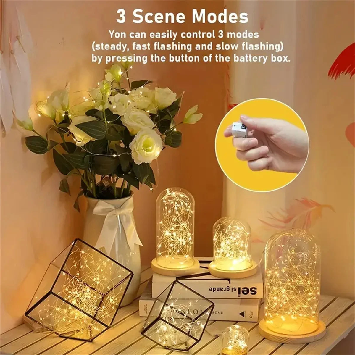 4/10/40 LED battery string lights, waterproof copper wire 6.6ft 20 LED starry sky lights, used for party and bouquet decoration