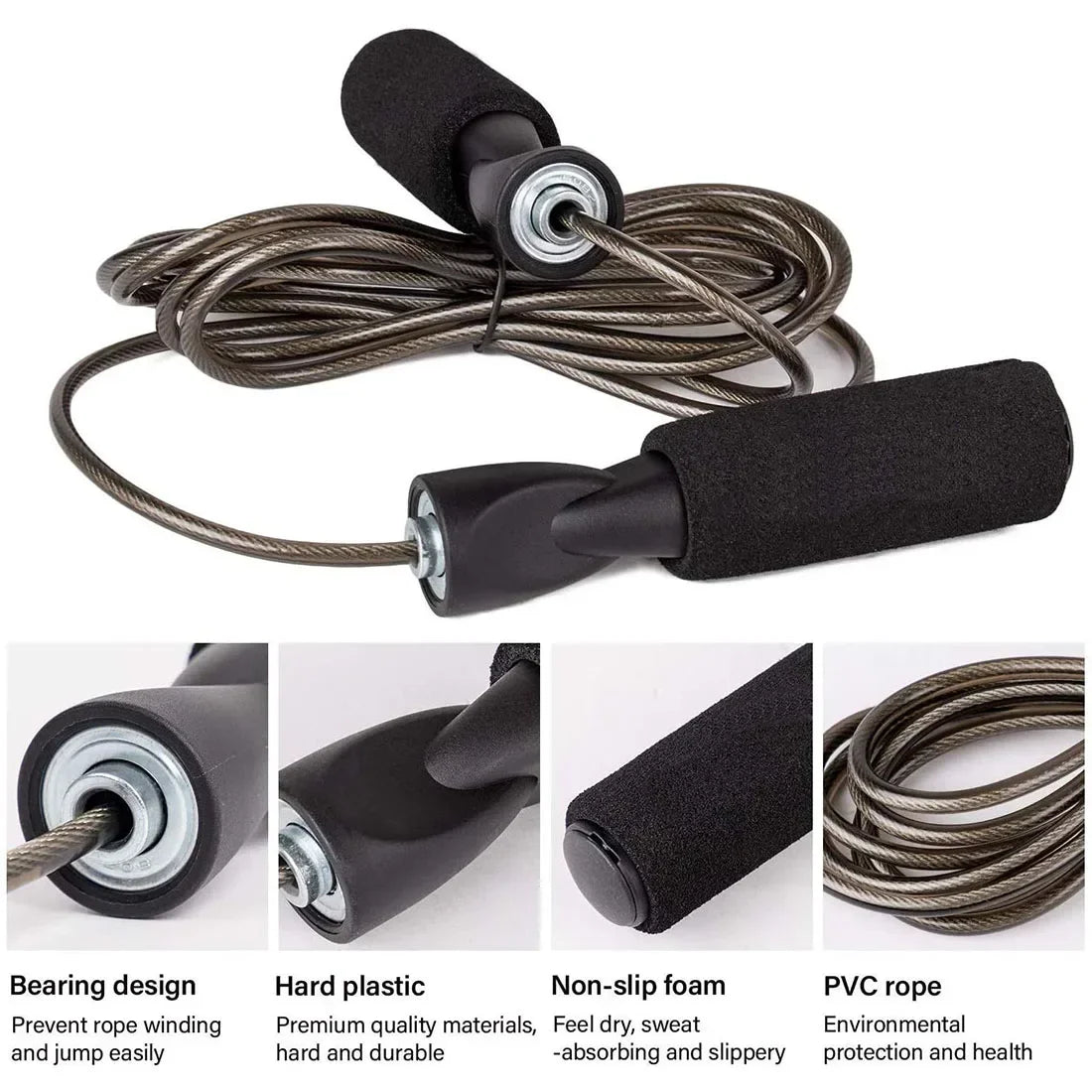 Adjustable Length Steel Wire Jump Rope Speed Skipping Workout Fitness Kids Adults Sport Portable Exercise Training Equipment - You Offer