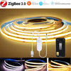 5V USB Tuya Zigbee 3.0 COB LED Strip Light 1m-5m Warm White Flexible Dimmable Lights 320leds/m Home Decoration for Alexa Google