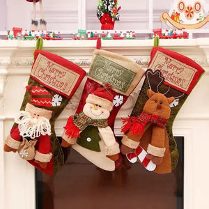 Christmas Stocking Classic Large Stockings Santa Snowman Reindeer Xmas Character for Family Holiday Christmas Party Decorations
