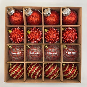 16pcs/set New Style Christmas Ball Set Glitter Deco Ball with Round Shapes for Christmas Tree Hanging Ornaments Plastic Material