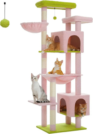 69-Inch Gothic Cat Tree for Indoor Large Cats With Super Large Hammock, Tall Climbing Tower, Scratching Posts