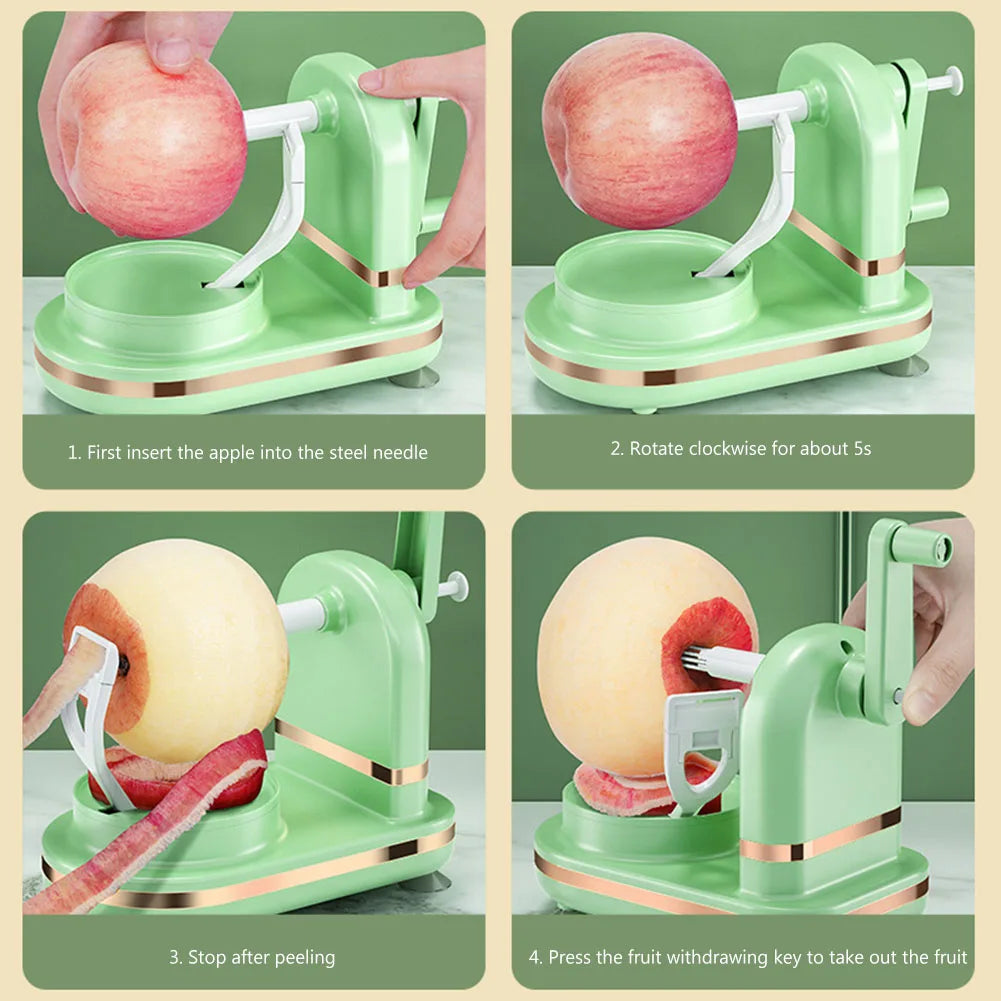 Manual Apple Peeler and Fruit Cutter with Stainless Steel Blades and Suction Cups Perfect for Easy Kitchen Use - You Offer
