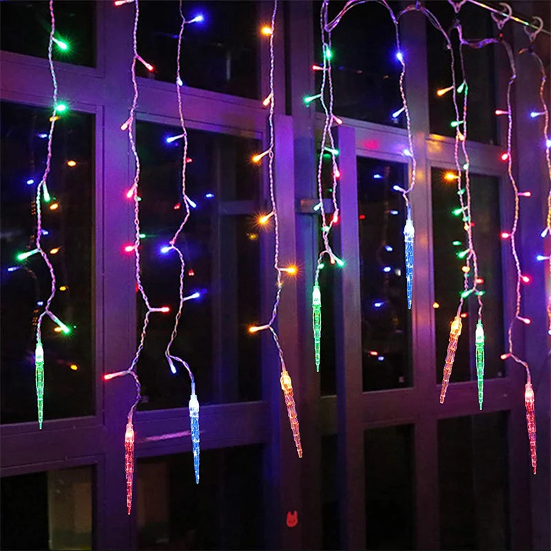 5-36M LED Curtain Icicle String Lights Christmas Garland Waterfall Outdoor Garden Decoration Fairy Light For Street Eaves Patio