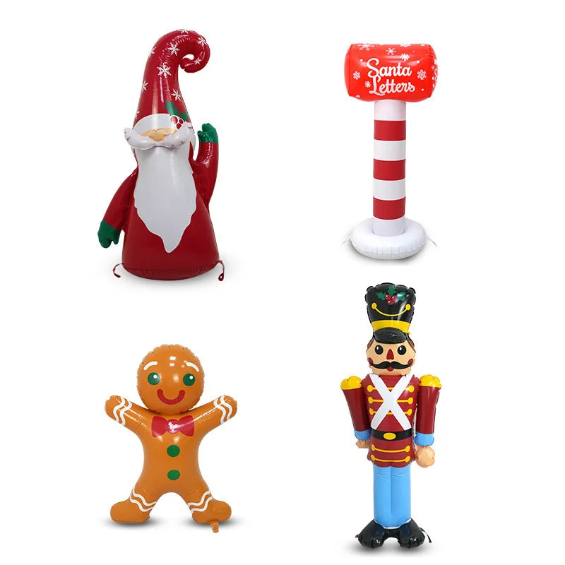 PVC Christmas Inflatable Decorations Santa Gingerbread Man Nutcracker Soldier Postbox Ornaments Christmas Outdoor Garden Decor