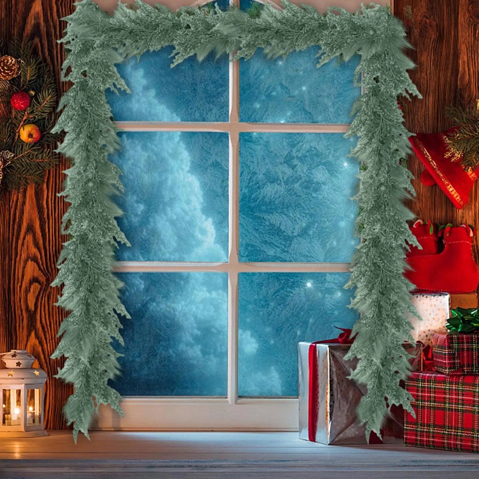 270cm Christmas Norfolk Pine Dense Garland Artificial Greenery Garland For Holiday Mantle Fireplace Table Home Decor