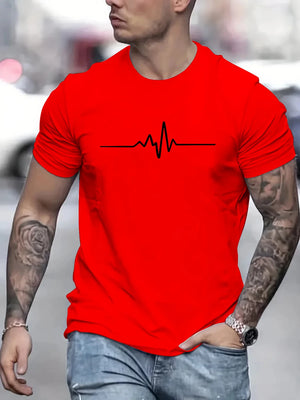 Men's 100% cotton summer loose size Creative Graphic printed slim fit casual sports round neck short sleeved T-shirt top