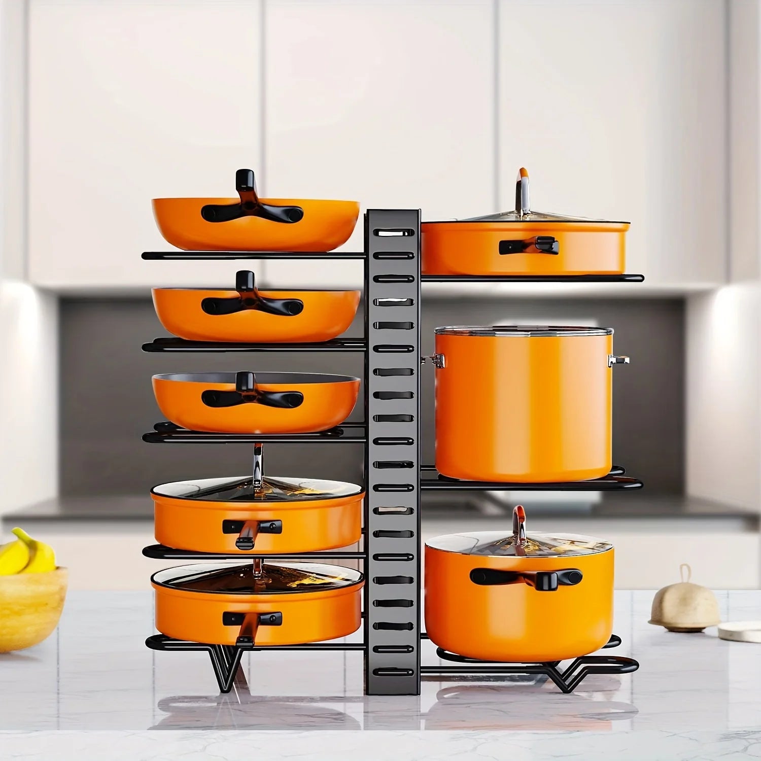 2 Pack Pot Rack, Pot Rack Organizers, Kitchen Organization & Storage Rack, Adjustable Pot Lid Holders & Pan Rack - You Offer