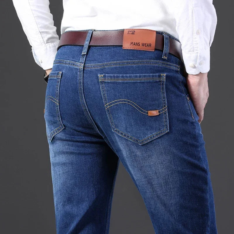 Classic Black Men's Jeans Straight Leg Baggy Plus Size Pants Wear Comfortable Dark Pants Thin Pants for Dad Gift Dad Pants - You Offer