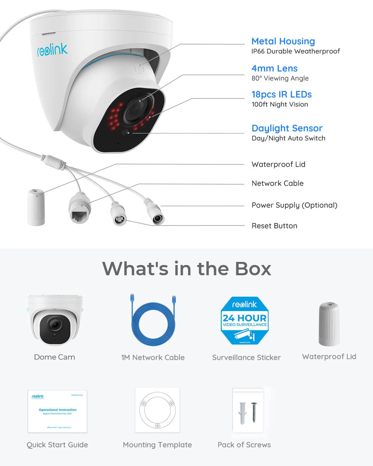 Reolink Smart Security Camera 5MP PoE Outdoor Infrared Night Vision IP Cam Person/Vehicle Detection Home Surveillance Camera - You Offer