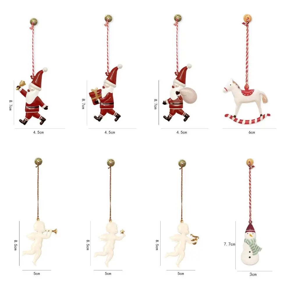 Nordic Christmas Hanging Decoration Cartoon Soldiers Angel DIY Drop Ornaments Double-sides Iron Art Xmas Tree Ornament