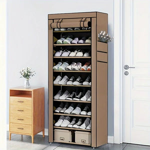 10-Layer Sturdy Shoe Rack - Holds 18-22 Pairs, Dustproof, Adjustable, Space-Saving, Bedroom/Entrance