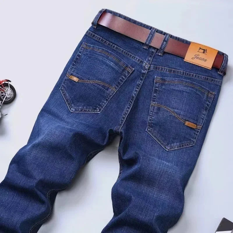 2025 New Spring Fashion Men's Jeans Business Casual Stretch Straight Denim Trousers Classic All Match Male Brand trousers Clothi - You Offer