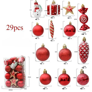 29/40/50pcs Silver Red Special-shaped Christmas Ball Ornaments Christmas Tree Party Decoration Christmas Spheres Pendant New