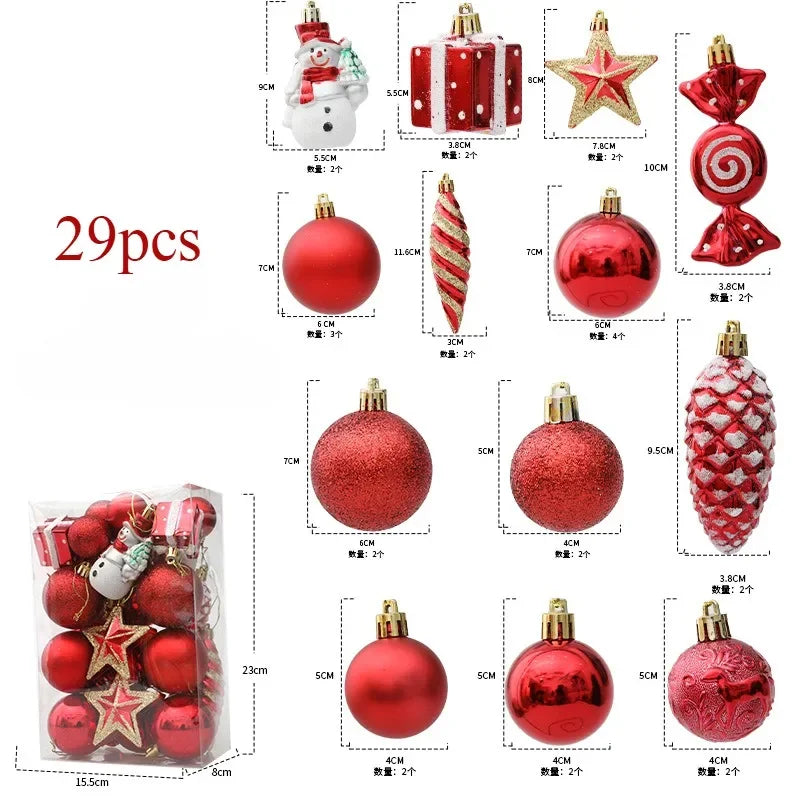 29/40/50pcs Silver Red Special-shaped Christmas Ball Ornaments Christmas Tree Party Decoration Christmas Spheres Pendant New