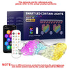 Smart Curtain Lights Bluetooth App Control RGB LED String Waterproof Fairy Light USB DIY Text Pattern Display Party Room Decor