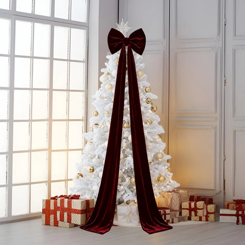 1Pc Large Christmas Bow Pendant Christmas Tree Decoration Wine Red Non Fallen Bow Tree Pendant