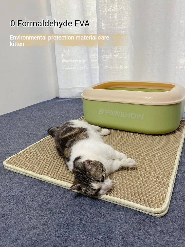 90x60CM Large Cat Litter Mat Waterproof Double Layer Non Slip Litter Box Tray Washable Durable Pet Toilet Sand Trapping Mat