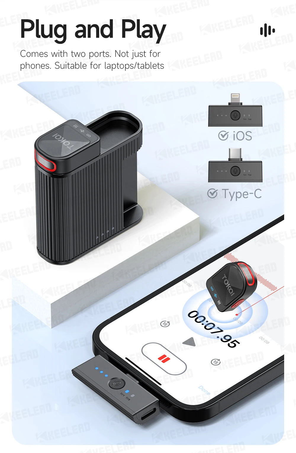 Mini Wireless Lavalier Microphone Bluetooth Magnetic Mic for Iphone Android Mobile Live Streaming Recording Vlog Video, Gaming