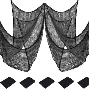 Halloween Horror Bloodstained Indoor Spooky Black Spider Web Gauze Haunted House Hallway Hanging Scary Gauze Decorations