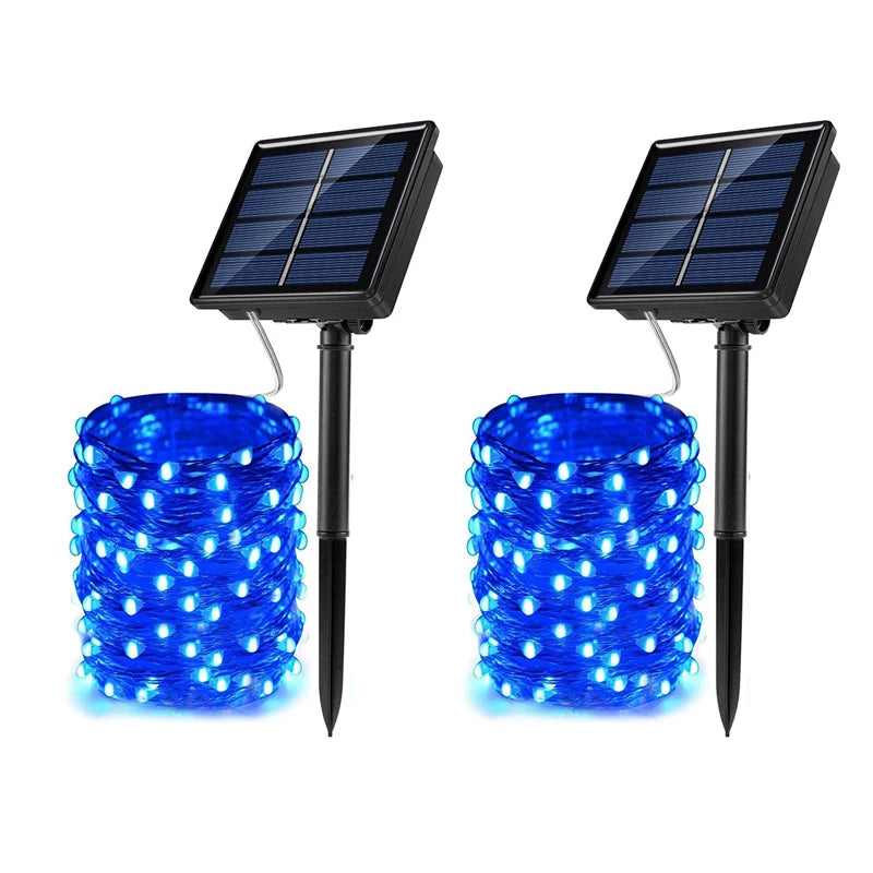 1/2 PCS Outdoor Waterproof Solar Light String 50/100/200/300 LED Waterproof 8 Modes Copper Wire Solar Fairy Light
