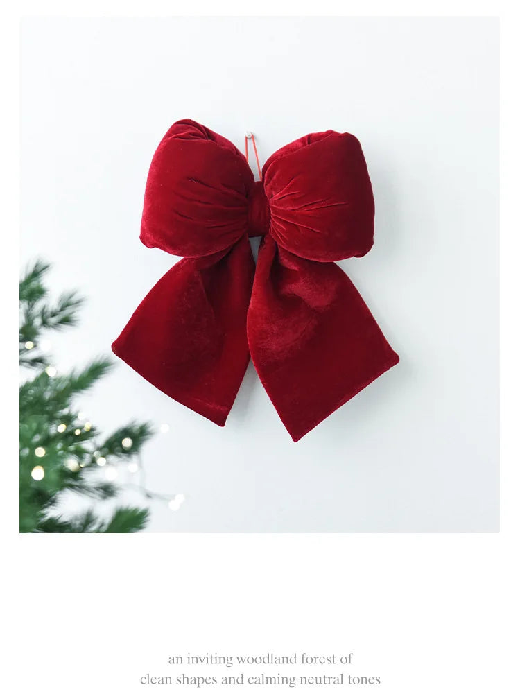 Velvet 3D Christmas Bow Christmas Tree Pendant Christmas Decoration Fence Stair Railing Fireplace Decoration