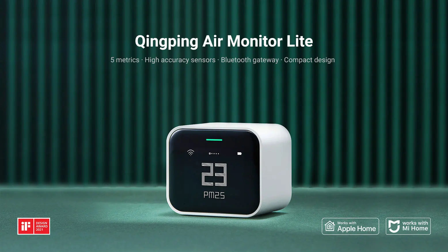 Qingping Smart Air Detector Lite CO2 PM2.5 PM10 Temperature Humidity Monitor Touch Screen Work With Mihome APP for Apple HomeKit