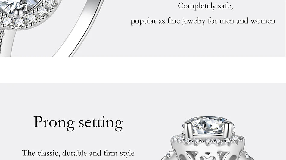 PERFANY Moissanite Ring For Women S925 Pure Silver Plated 18K White Gold Round Diamond Proposal Wedding High-end Jewelry - You Offer