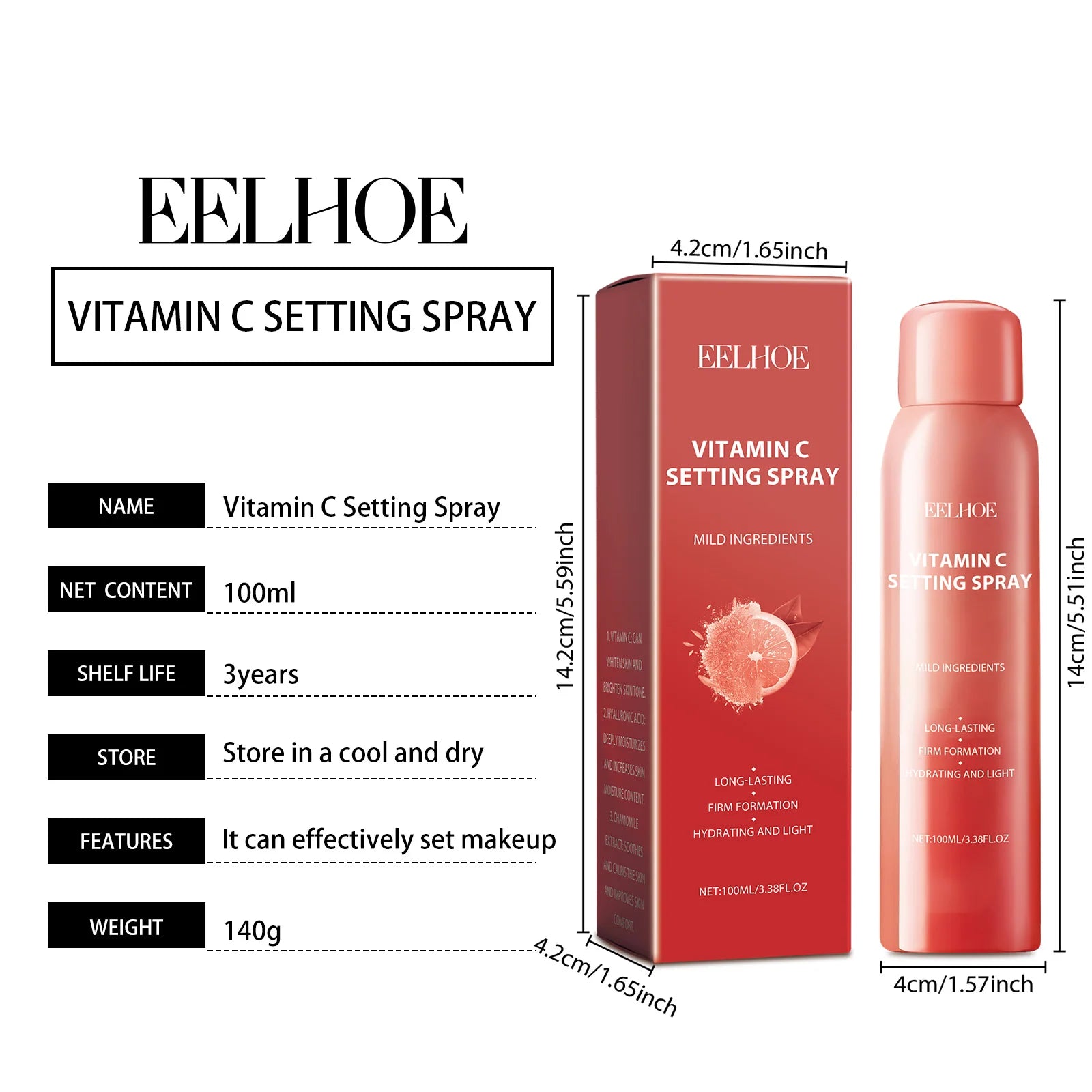Hydrating Makeup Setting Spray Watery Lightweight Non-Greasy Oil Control Long-Lasting Breathable Vitamin C Makeup Fixing Mist