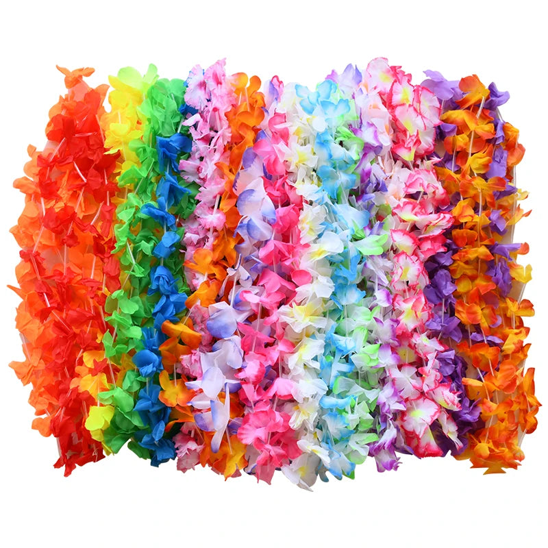5-50Pcs Hawaiian Artificial Flower Necklace Summer Tropical Beach Birthday Party Decoration Supplies Wedding Favors for Guests
