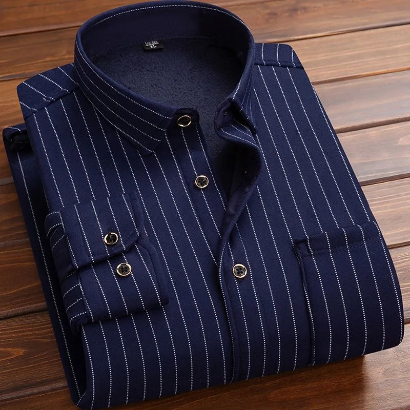 Autumn and Winter New Fashionable Plush Thick Warm Checkered Shirt for Men's Casual Loose Sports Large Size High Quality Shirt