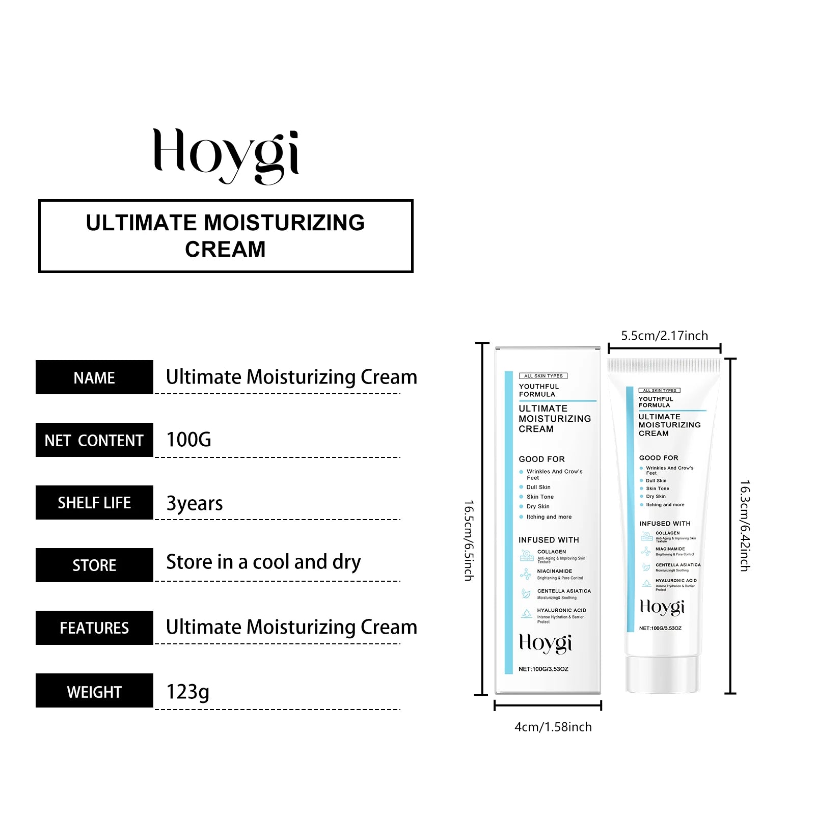Centella Ultimate Moisturizing Cream Youthful Formula Collagen Niacinamide Centella Asiatica Hyaluronic Acid Wrinkles Spots Crea