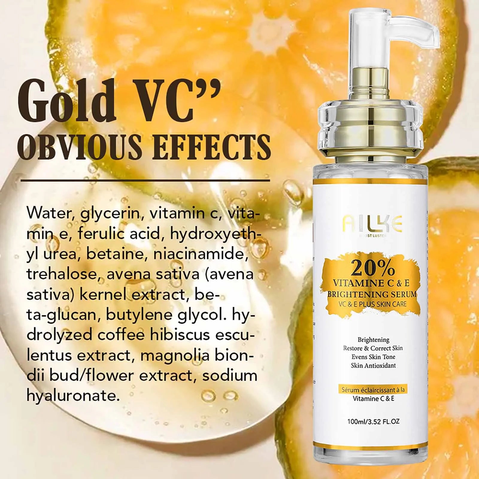 AILKE Lightening Body Cream, With Vitamin C, Hyaluronic Acid, Shea Butter, Reduce Black Spots, Even Skin Tone, Hydration Lotion